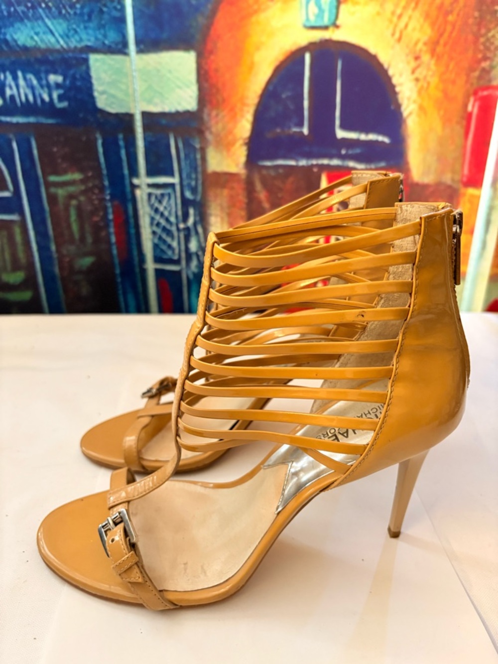 Michael Kors Camel/Tan Strappy Gladiator Stiletto Heels - Size 9.5 M